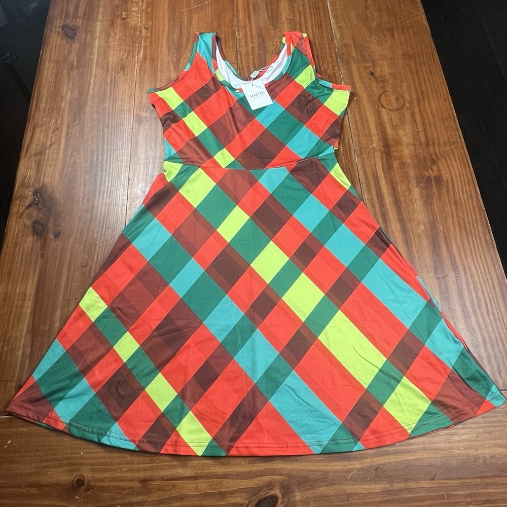 Haute Edition Festive‎ Holiday Plaid Dress Small Christmas Prom Kentucky Derby